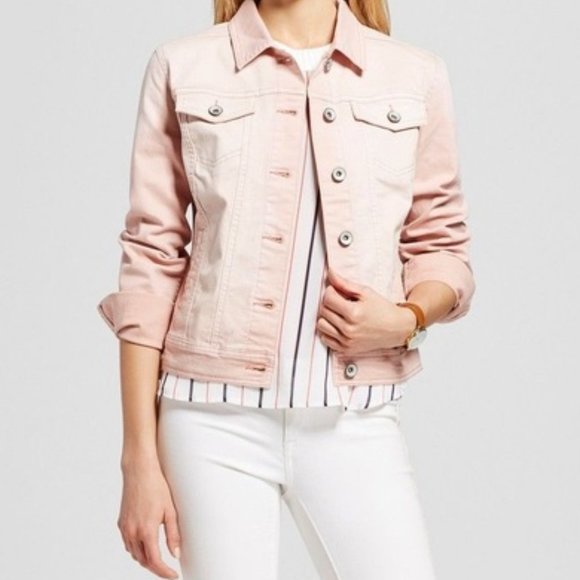 KEEPING Merona Distressed Pink Denim Jean Jacket NWOT! - Picture 2 of 16